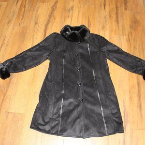 Women's Gallery Faux Suede/Faux Fur A-Line Jacket Sz. L